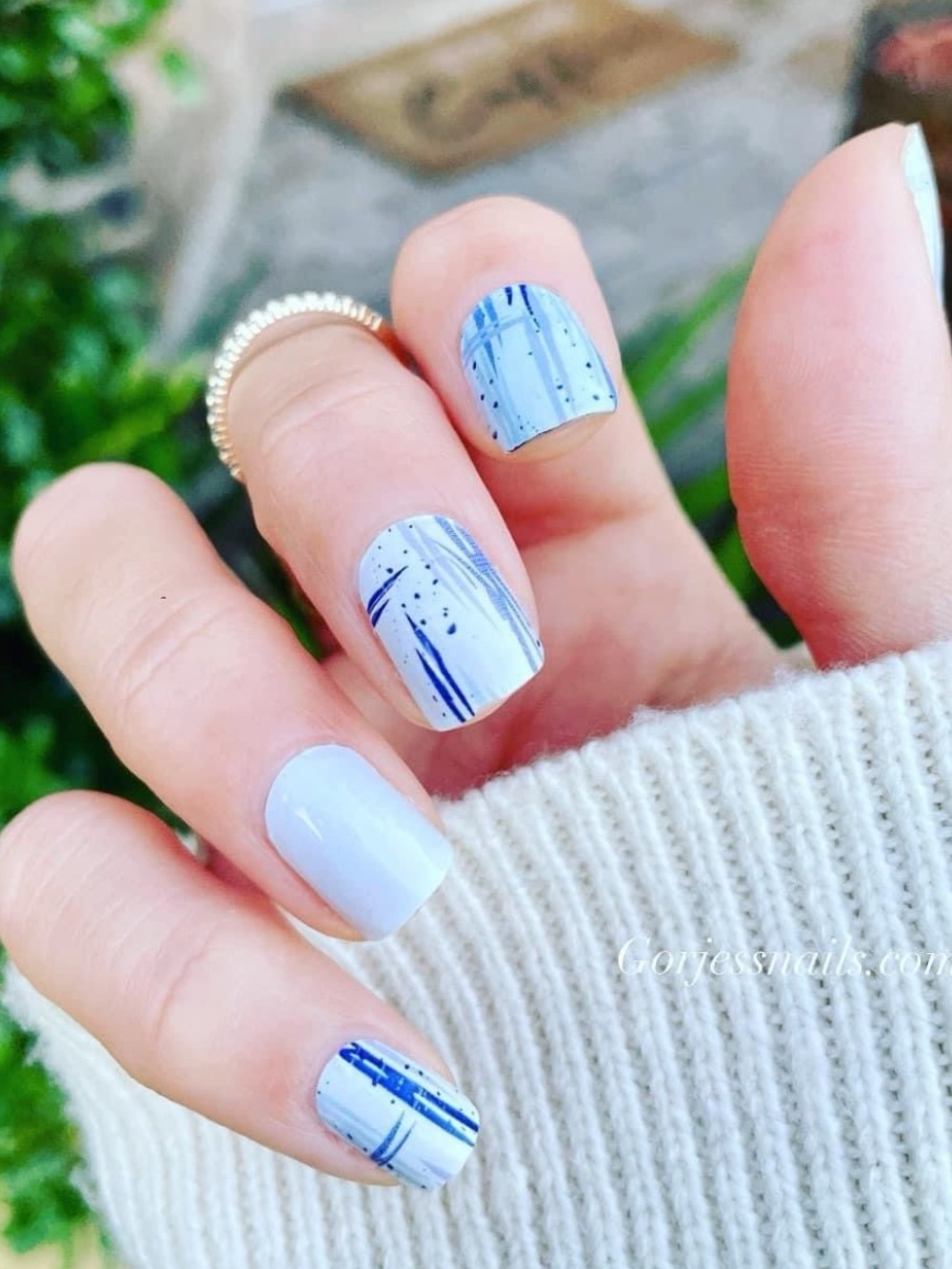 *Retired* Color Street: Feeling Paint | Pastel Blue Brush Strokes Splatter Fall